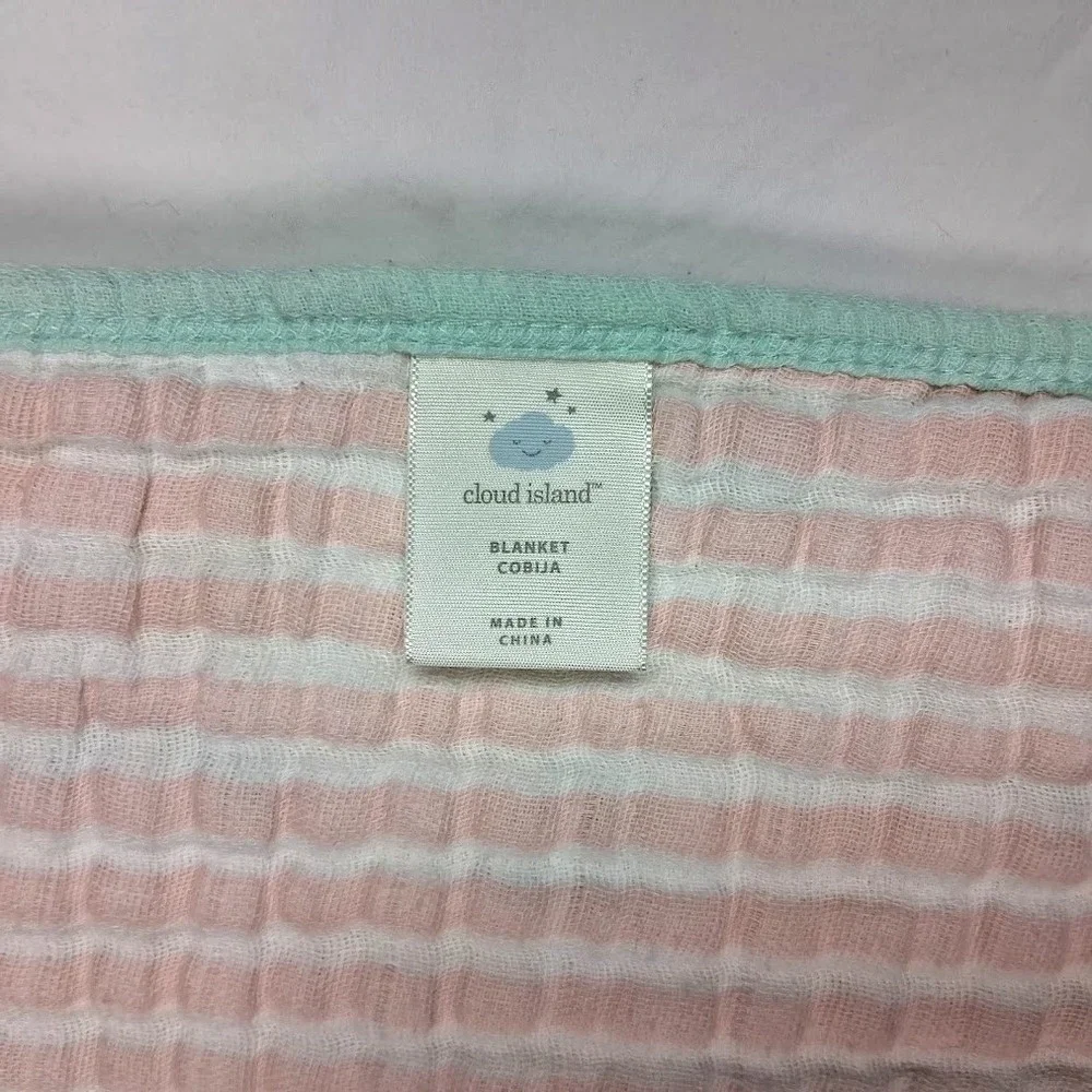 Cloud Island Lemon Pink Stripe Muslin Layered Baby Blanket Girl Target Cotton